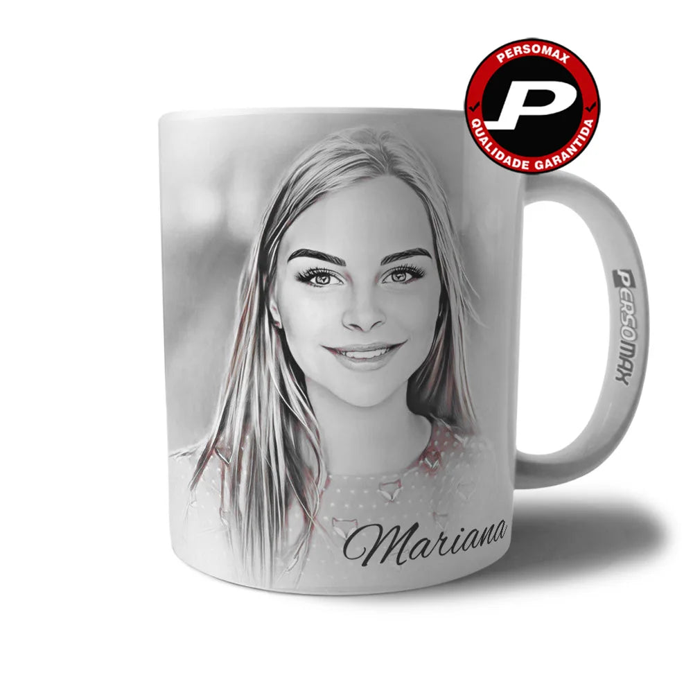 Caneca Personalizada com Caricatura Digital, Foto e Nome – Presente Ideal para Pai, Mãe, Irmão, Irmã, Casal, Amigos, Tia, Avó e Avô