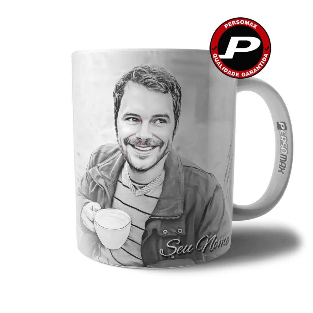 Caneca Personalizada com Caricatura Digital, Foto e Nome – Presente Ideal para Pai, Mãe, Irmão, Irmã, Casal, Amigos, Tia, Avó e Avô
