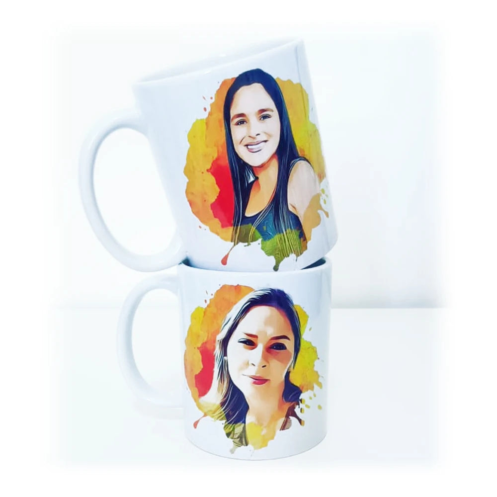 Caneca Personalizada com Caricatura Digital, Foto e Nome – Presente Ideal para Pai, Mãe, Irmão, Irmã, Casal, Amigos, Tia, Avó e Avô