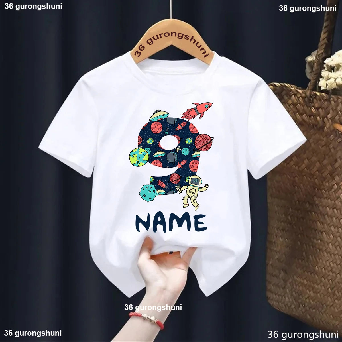 Camiseta de Aniversário para Meninos - Personalizada com Tema Astronauta