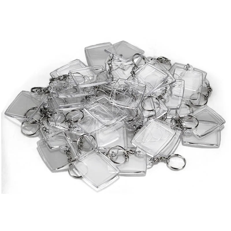 Kit com 500 Chaveiros Acrílicos Retangulares para Personalização - Tamanho 3x4 cm