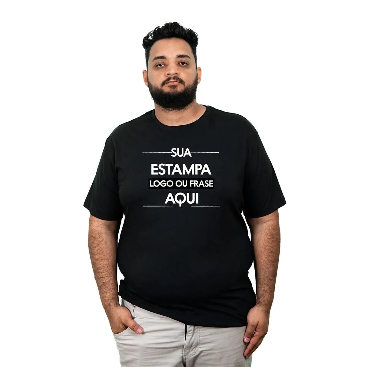 Camiseta Masculina Plus Size Personalizável - 100% Algodão Premium