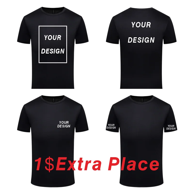 Men's Quick-Drying Short-Sleeved Gym Running Moisture-Wicking Round Neck T-Shirt Custom Printed/Embroidered With Logo Pattern