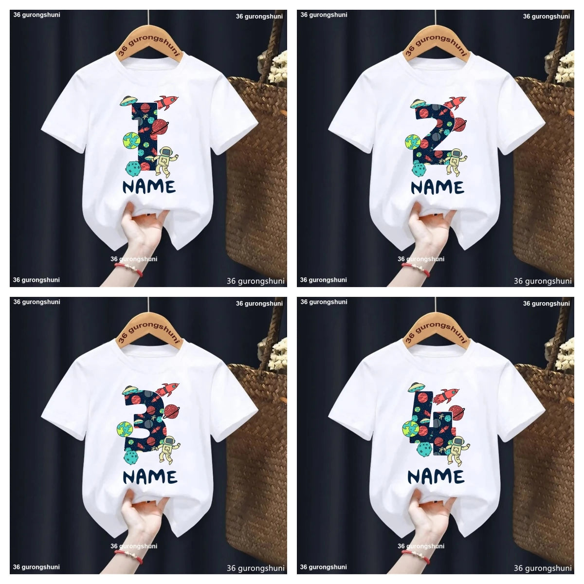 Camiseta de Aniversário para Meninos - Personalizada com Tema Astronauta