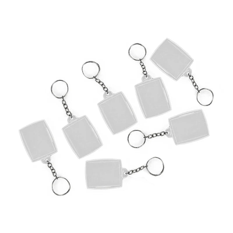 Kit com 500 Chaveiros Acrílicos Retangulares para Personalização - Tamanho 3x4 cm