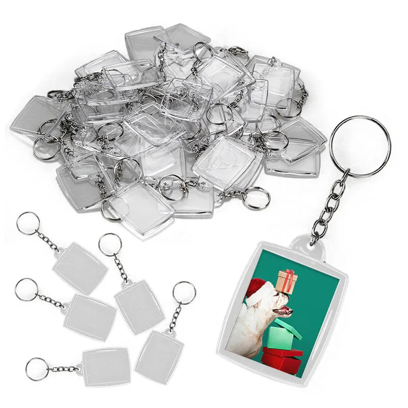 Kit com 500 Chaveiros Acrílicos Retangulares para Personalização - Tamanho 3x4 cm