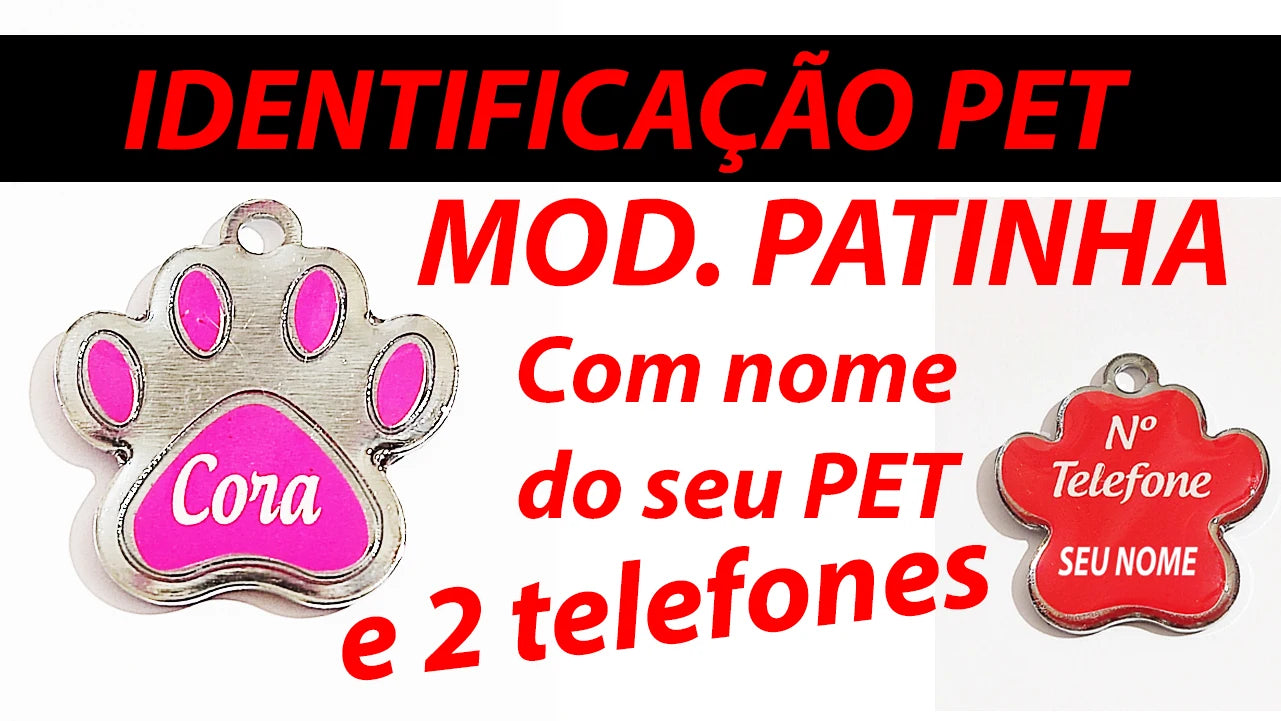 Placa de Identificação Personalizada com Nome do Pet e Telefone - Medalha para Coleira