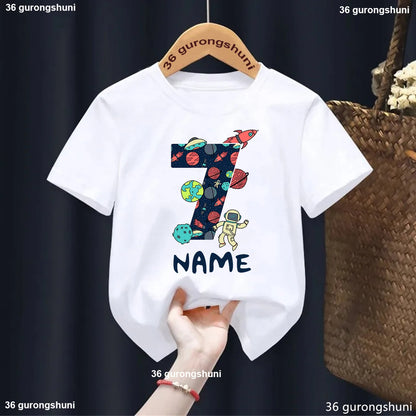 Camiseta de Aniversário para Meninos - Personalizada com Tema Astronauta