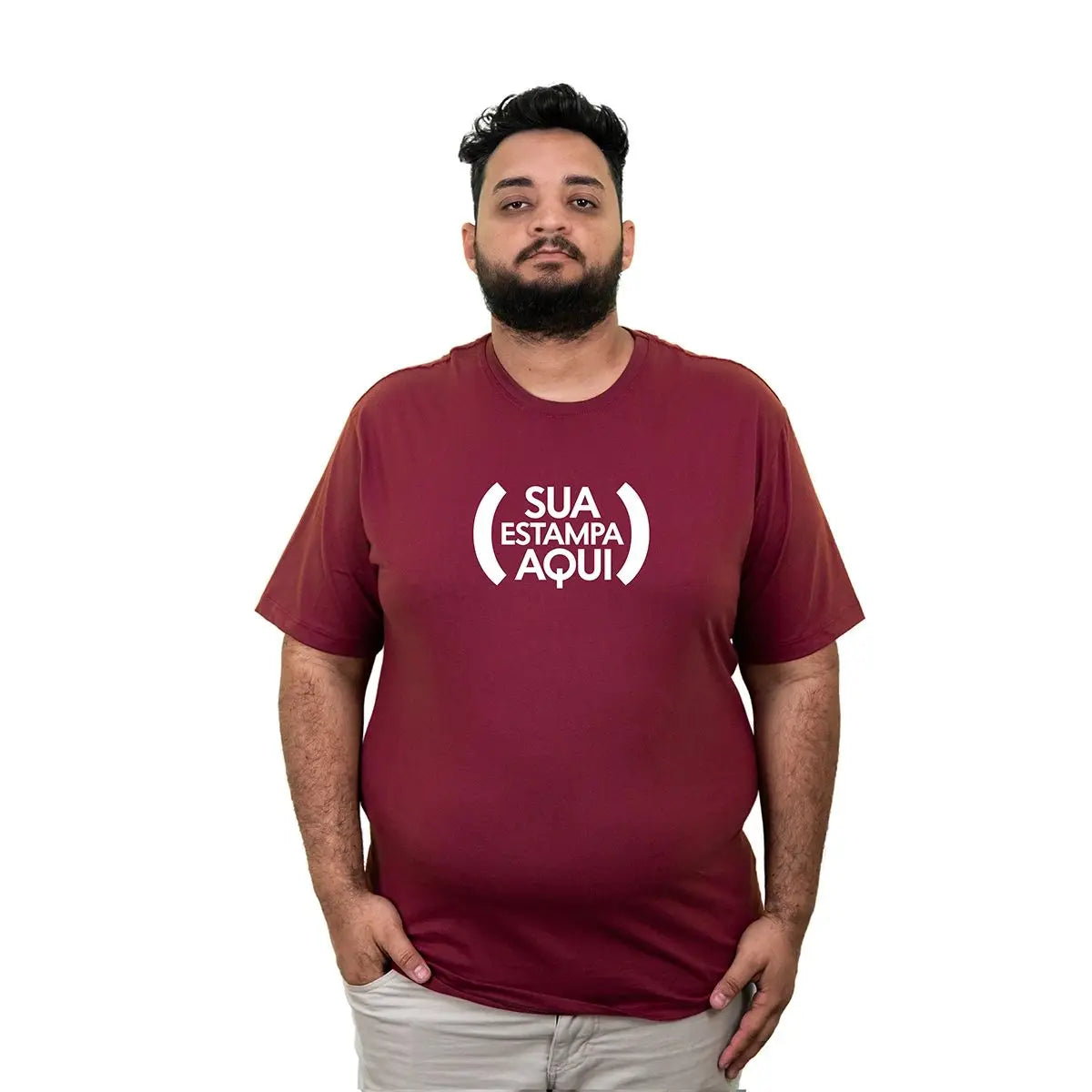 Camiseta Masculina Plus Size Personalizável - 100% Algodão Premium