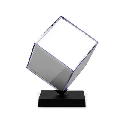 Cubo de Acrílico Giratório para Fotos - Grande Moldura Personalizável com Sua Própria Foto, Cubo de Cristal