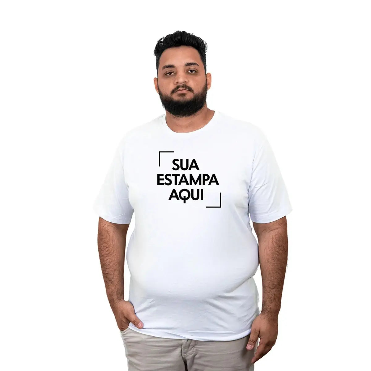 Camiseta Masculina Plus Size Personalizável - 100% Algodão Premium