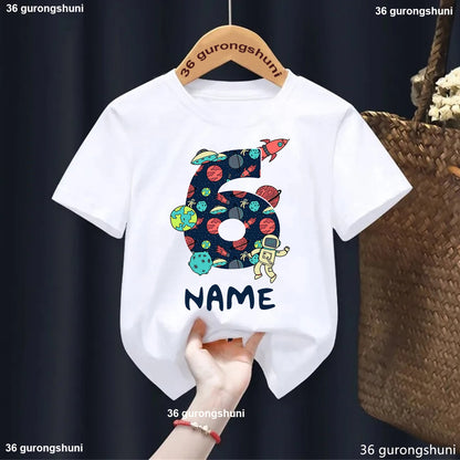 Camiseta de Aniversário para Meninos - Personalizada com Tema Astronauta