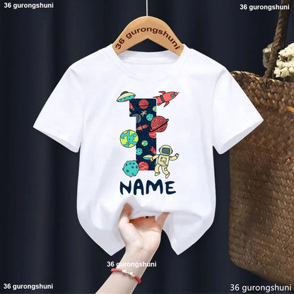 Camiseta de Aniversário para Meninos - Personalizada com Tema Astronauta