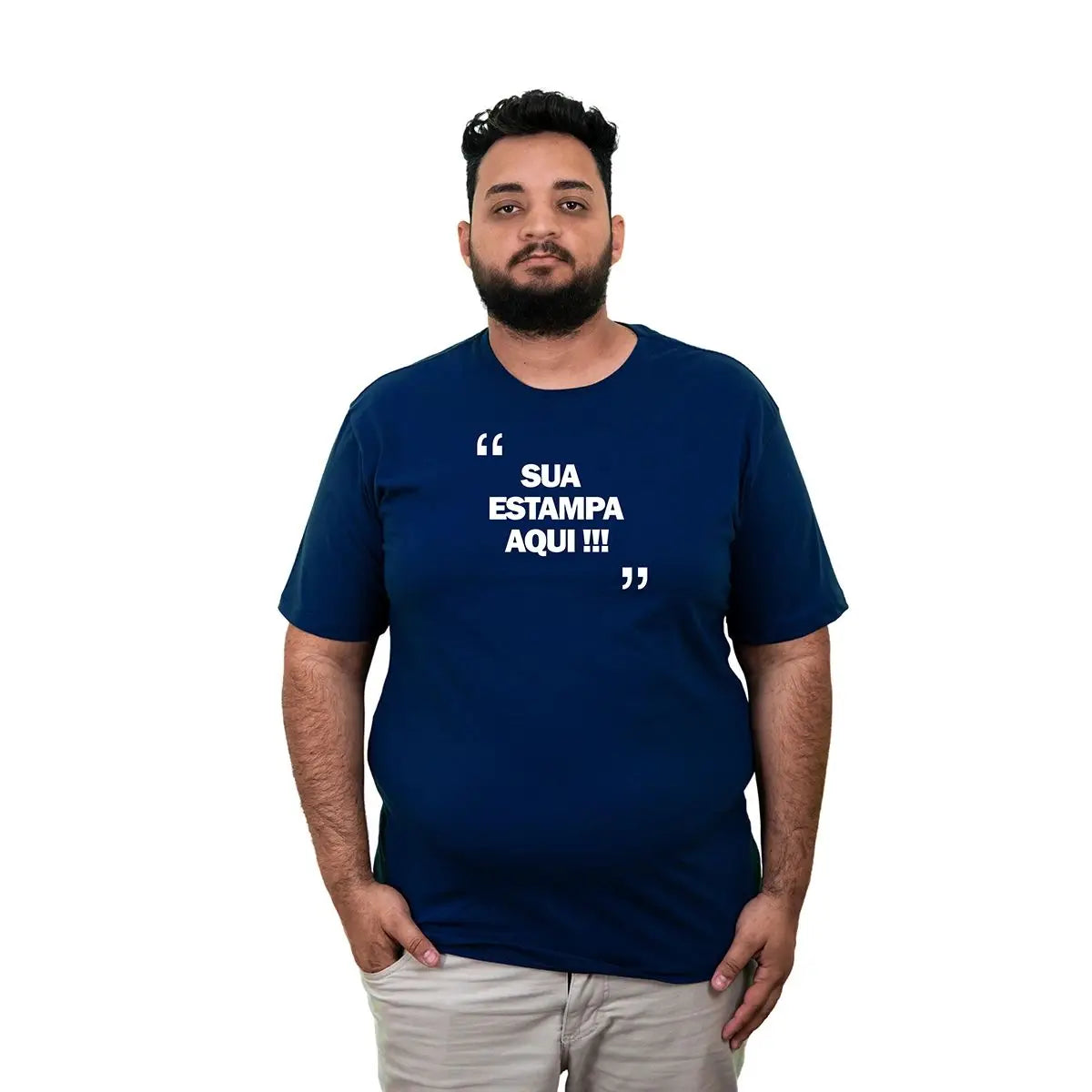 Camiseta Masculina Plus Size Personalizável - 100% Algodão Premium